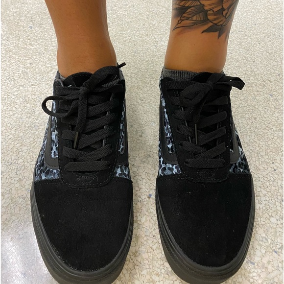Vans Shoes - Black and Leopard Vans Size 9